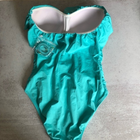 Bleu Rod Beattie Wave Runner Ruffle One Piece Swimsuit Turquoise - Picture 14 of 15